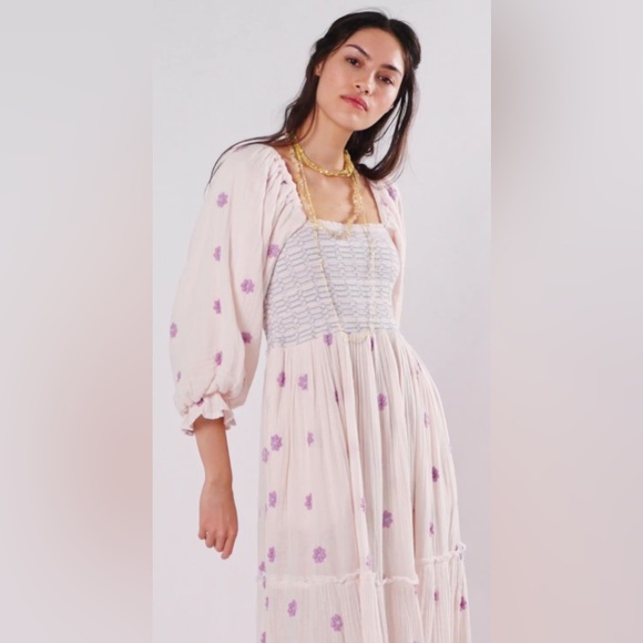 Free People Dahlia Embroidered Maxi Dress NWT - Picture 2 of 6